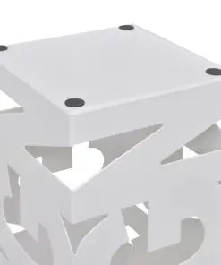 White Square Umbrella Stand Storage Holder Walking Stick Steel 48.5 cm