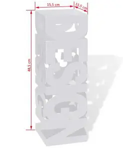 White Square Umbrella Stand Storage Holder Walking Stick Steel 48.5 cm