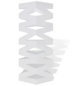 White Square Umbrella Stand Storage Holder Walking Stick Steel 48.5 cm