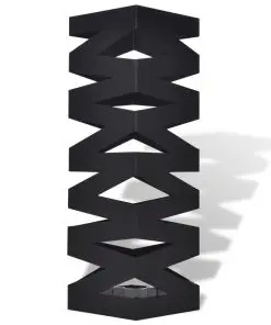 Black Square Umbrella Stand Storage Holder Walking Stick Steel 48.5 cm