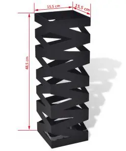 Black Square Umbrella Stand Storage Holder Walking Stick Steel 48.5 cm