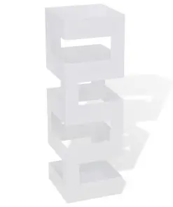 White Square Umbrella Stand Storage Holder Walking Stick Steel 48.5 cm