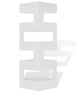 White Square Umbrella Stand Storage Holder Walking Stick Steel 48.5 cm