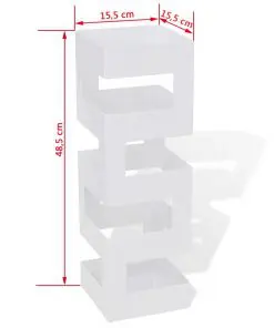 White Square Umbrella Stand Storage Holder Walking Stick Steel 48.5 cm
