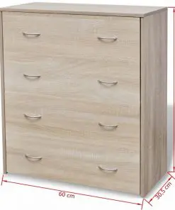 vidaXL Sideboard with 4 Drawers 60×30.5×71 cm Oak Colour