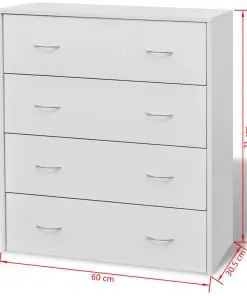 vidaXL Sideboard with 4 Drawers 60×30.5×71 cm White