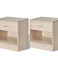 vidaXL Nightstand 2 pcs with Drawer Oak Colour