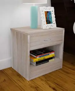 vidaXL Nightstand 2 pcs with Drawer Oak Colour