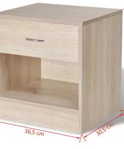 vidaXL Nightstand 2 pcs with Drawer Oak Colour