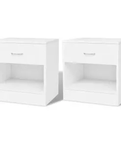 vidaXL Nightstand 2 pcs with Drawer White
