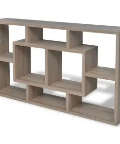 Floating Wall Display Shelf 8 Compartments Oak Colour