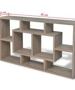 Floating Wall Display Shelf 8 Compartments Oak Colour