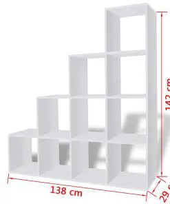 vidaXL Staircase Bookcase/Display Shelf 142 cm White