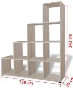 vidaXL Staircase Bookcase/Display Shelf 142 cm Oak