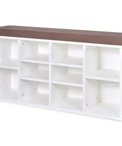 Shoe Storage Bench 10 Compartments White