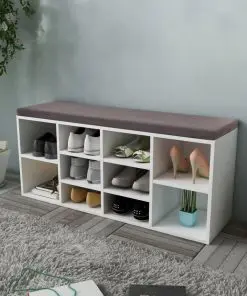 Shoe Storage Bench 10 Compartments White