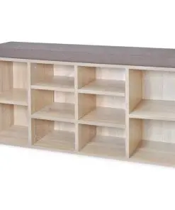 Shoe Storage Bench 10 Compartments Oak Colour