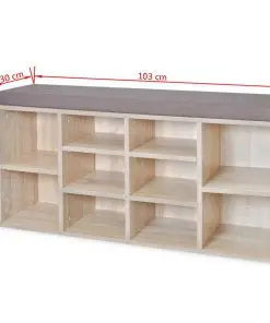 Shoe Storage Bench 10 Compartments Oak Colour
