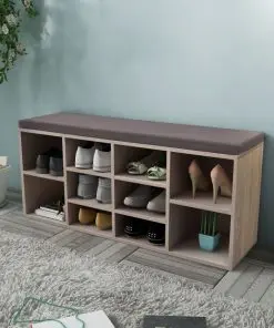 Shoe Storage Bench 10 Compartments Oak Colour