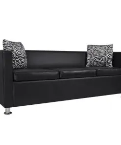 vidaXL Sofa Set Artificial Leather 3-Seater and 2-Seater Black
