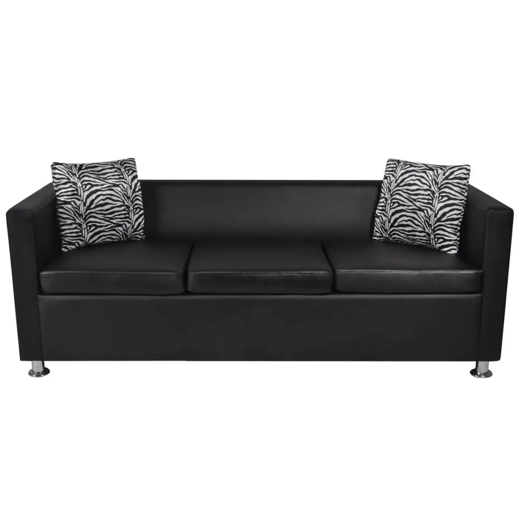 vidaXL Sofa Set Artificial Leather 3-Seater and 2-Seater Black