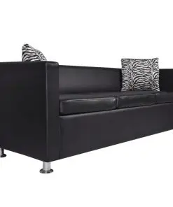 vidaXL Sofa Set Artificial Leather 3-Seater and 2-Seater Black