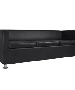 vidaXL Sofa Set Artificial Leather 3-Seater and 2-Seater Black