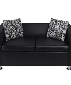 vidaXL Sofa Set Artificial Leather 3-Seater and 2-Seater Black