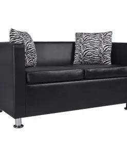 vidaXL Sofa Set Artificial Leather 3-Seater and 2-Seater Black