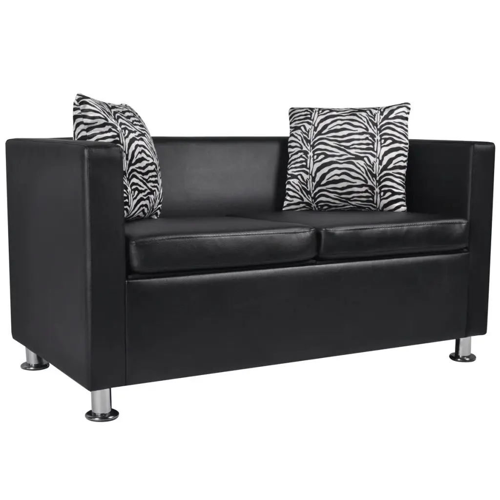 vidaXL Sofa Set Artificial Leather 3-Seater and 2-Seater Black