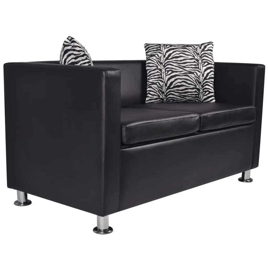 vidaXL Sofa Set Artificial Leather 3-Seater and 2-Seater Black