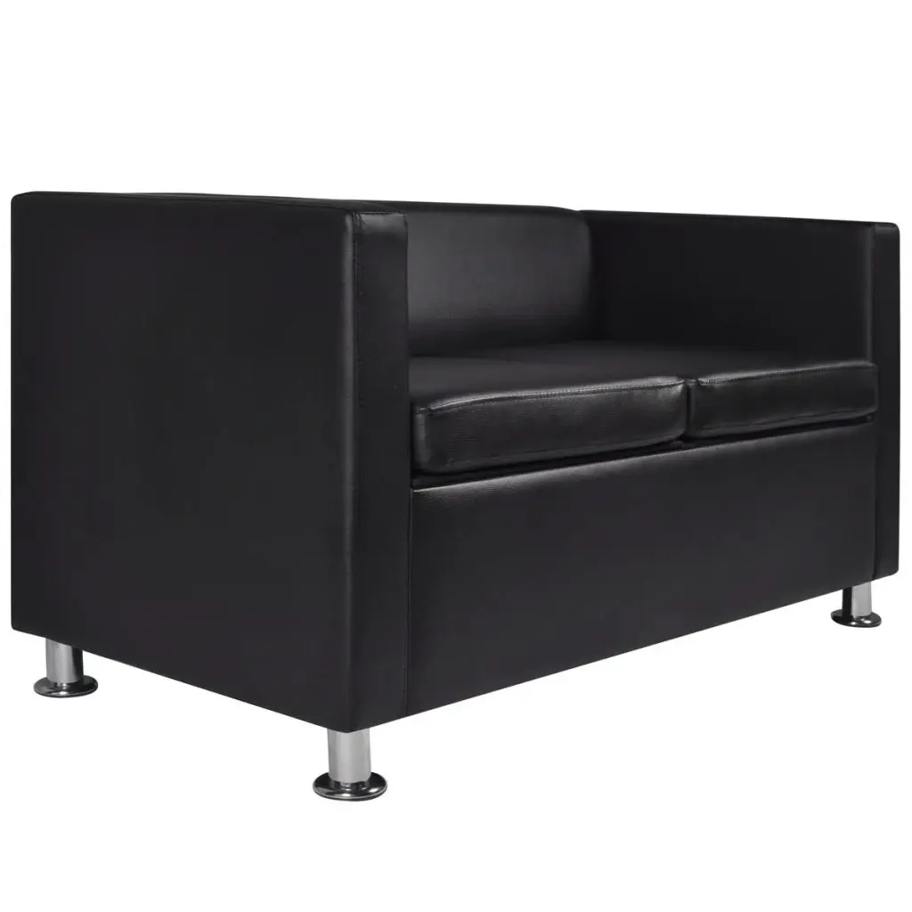 vidaXL Sofa Set Artificial Leather 3-Seater and 2-Seater Black