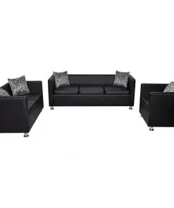 vidaXL Sofa Set Artificial Leather 3-Seater 2-Seater Armchair Black