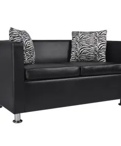 vidaXL Sofa Set Artificial Leather 3-Seater 2-Seater Armchair Black