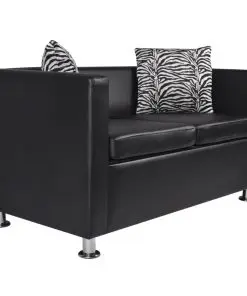 vidaXL Sofa Set Artificial Leather 3-Seater 2-Seater Armchair Black