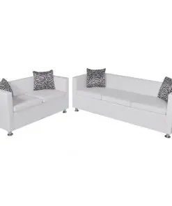 vidaXL Sofa Set Artificial Leather 3-Seater and 2-Seater White