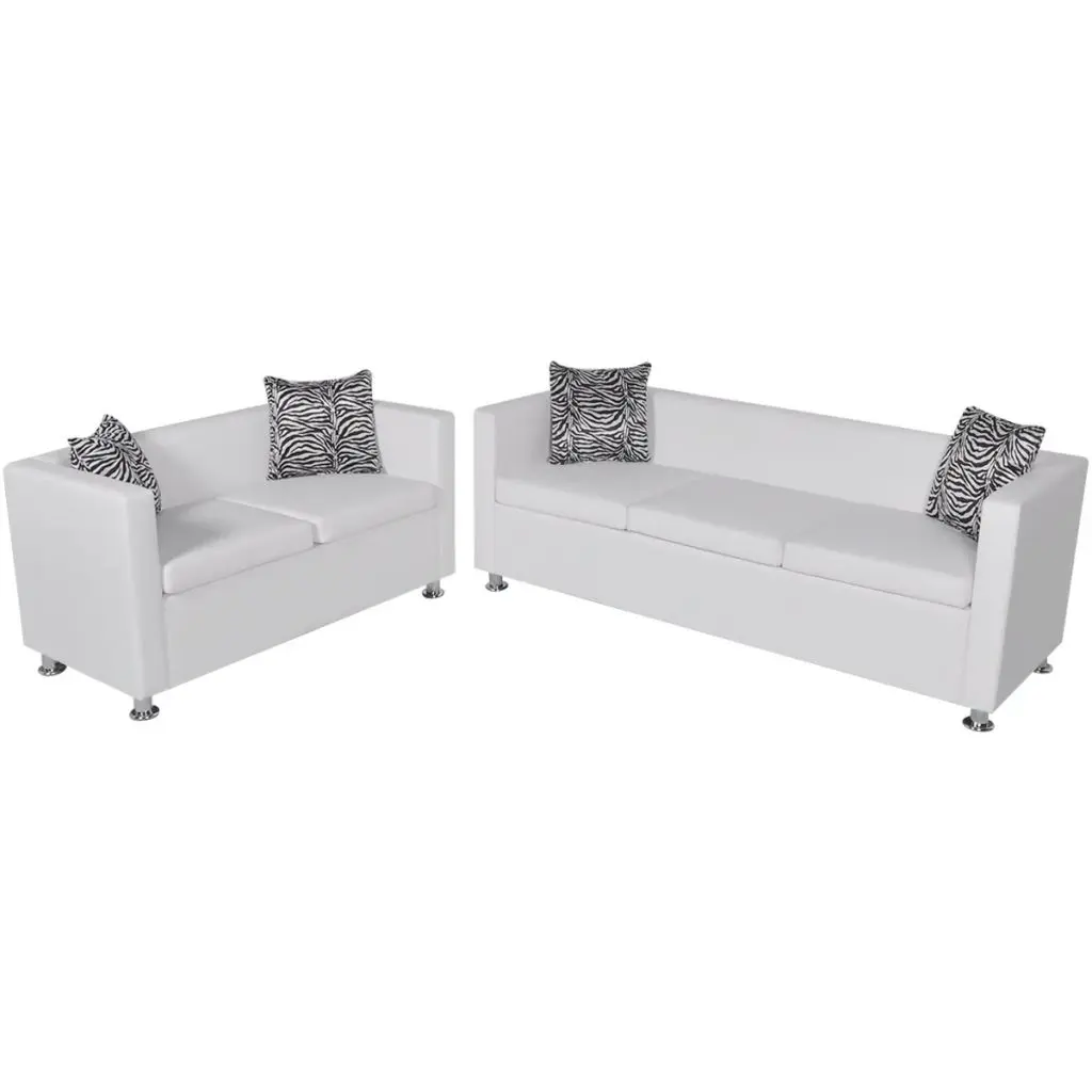 vidaXL Sofa Set Artificial Leather 3-Seater and 2-Seater White