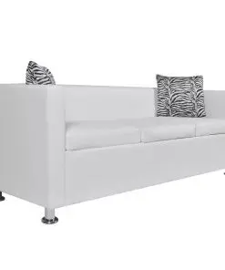 vidaXL Sofa Set Artificial Leather 3-Seater and 2-Seater White