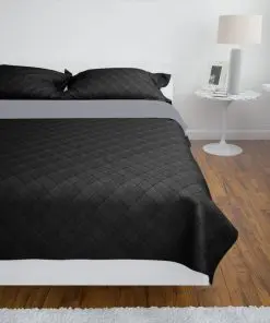 vidaXL Double-sided Quilted Bedspread Black/Grey 220 x 240 cm