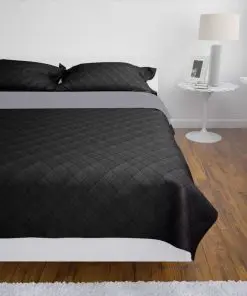 vidaXL Double-sided Quilted Bedspread Black/Grey 230 x 260 cm