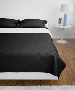vidaXL Double-sided Quilted Bedspread Black/White 170 x 210 cm