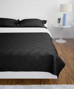 vidaXL Double-sided Quilted Bedspread Black/White 220 x 240 cm