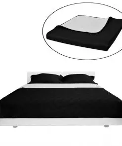 vidaXL Double-sided Quilted Bedspread Black/White 230 x 260 cm