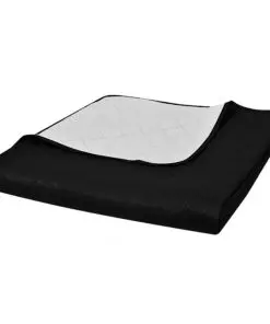 vidaXL Double-sided Quilted Bedspread Black/White 230 x 260 cm