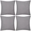 vidaXL 4 Grey Cushion Covers Cotton 80 x 80 cm