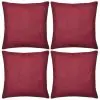 vidaXL 4 Burgundy Cushion Covers Cotton 50 x 50 cm