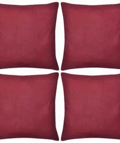 vidaXL 4 Burgundy Cushion Covers Cotton 50 x 50 cm