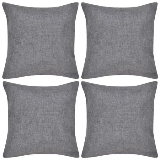 vidaXL 4 Anthracite Cushion Covers Linen-look 40 x 40 cm