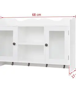 vidaXL Wall Cabinet Display Shelf Book/DVD/Glass Storage White MDF