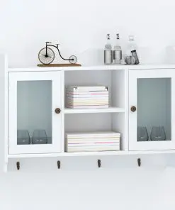 vidaXL Wall Cabinet Display Shelf Book/DVD/Glass Storage White MDF